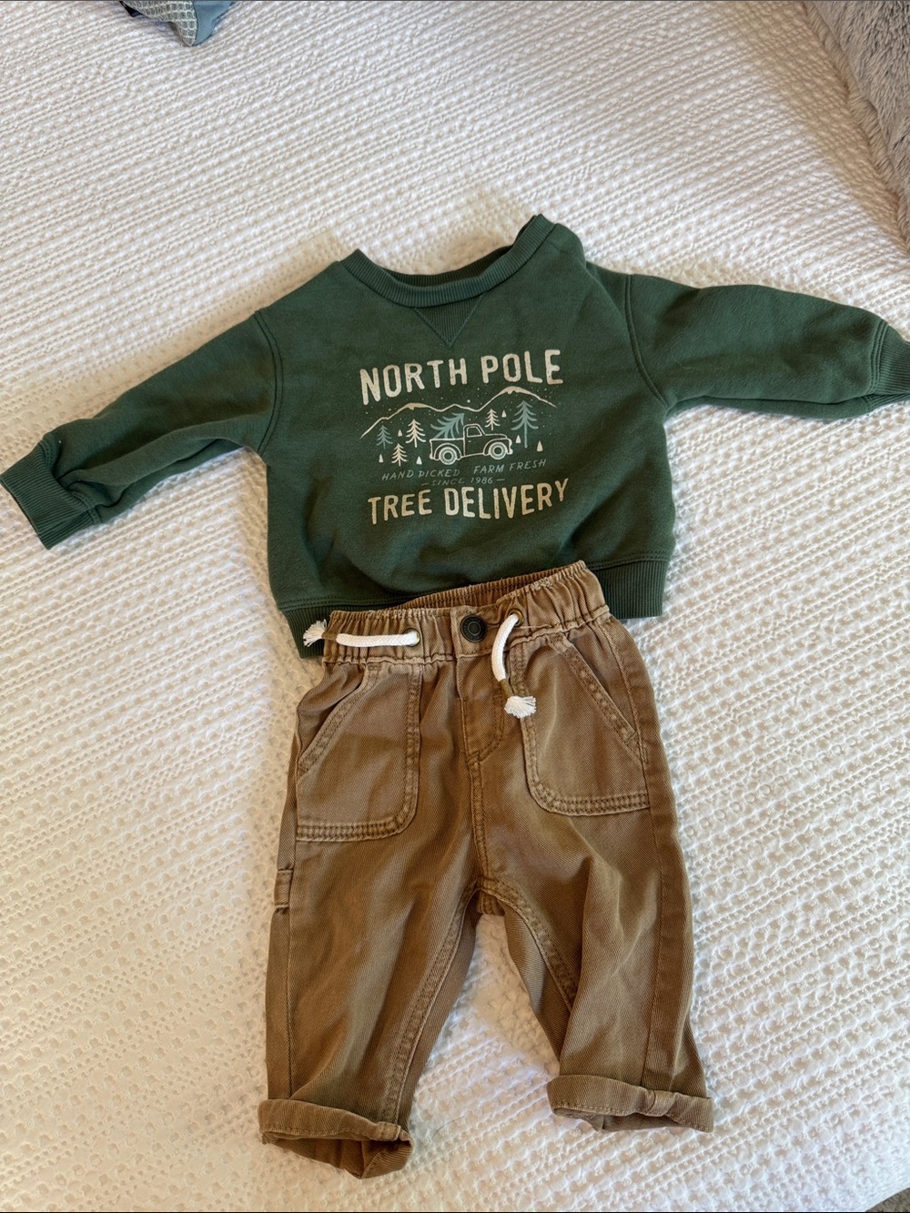 Little Co 3 month baby boy ‘North Pole Tree Delivery' Pullover Sweatshirt & Pant